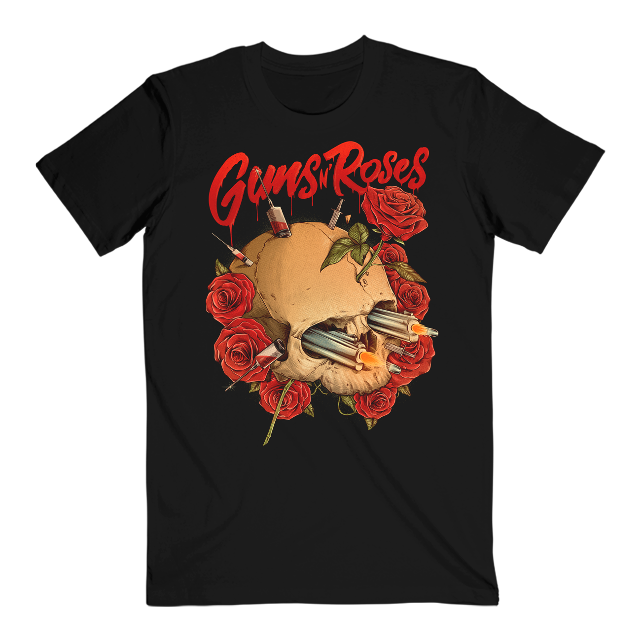 Skull N' Needles 2023 Tour Black Tee – Guns N' Roses Tour Truck